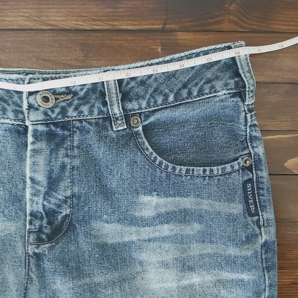 VTG Silver jeans womens long blue boot cut distressed vintage 90s - Picture 3 of 6